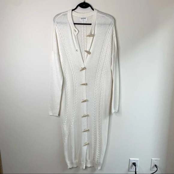 Free People One Teaspoon Sorrento Knit Long Cardigan Sweater Duster Maxi Cream - Picture 3 of 16